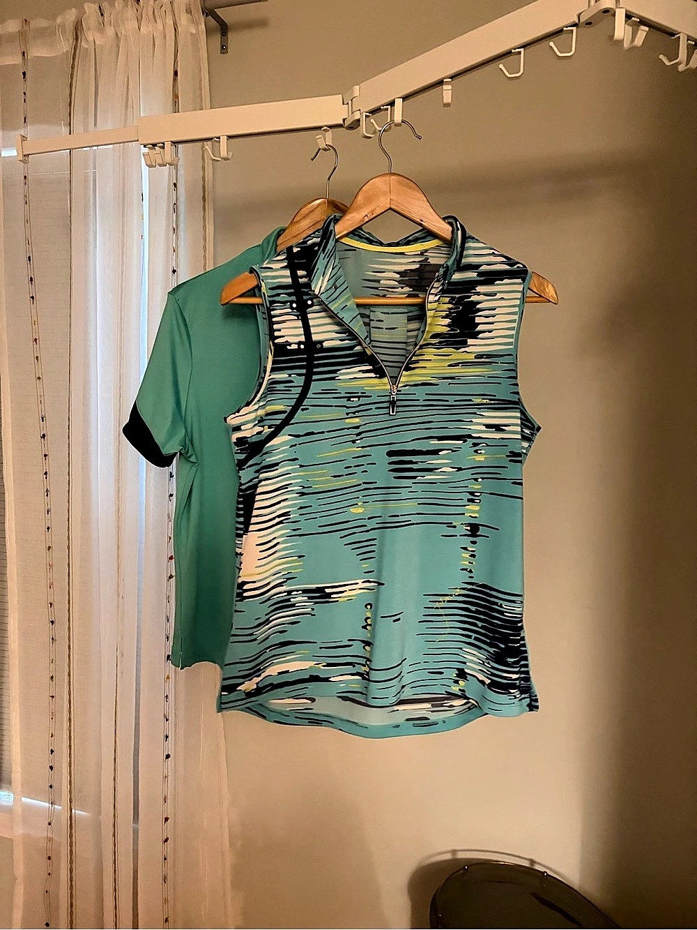 Two Jamie Sadock Golf Tops in Green & Black Size Medium